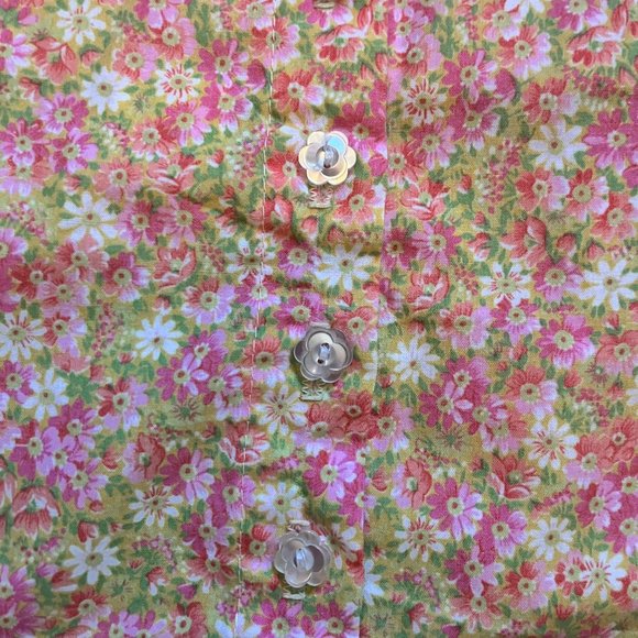 Floral 90’s Tank Top with Flower Buttons Medium - Picture 4 of 6